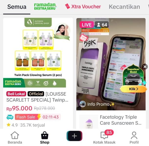 Tampilan aplikasi tiktopshop